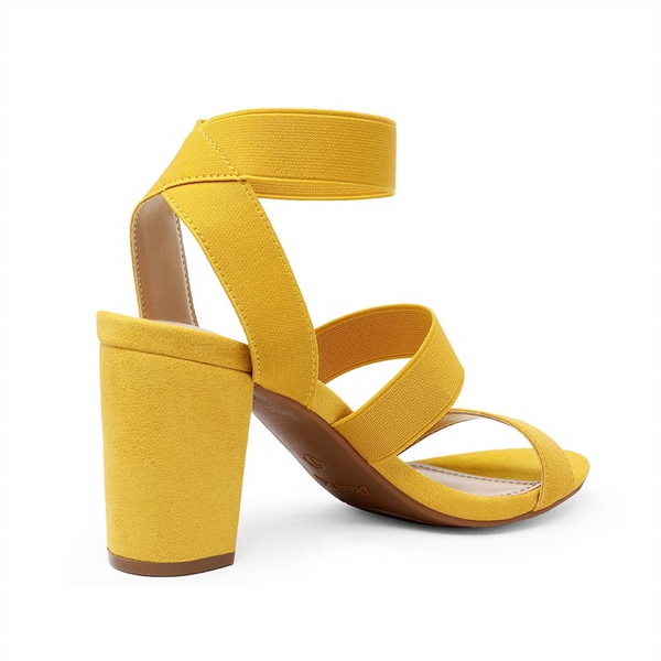 Elastic Chunky Strap Sandals - MUSTARD YELLOW - 2